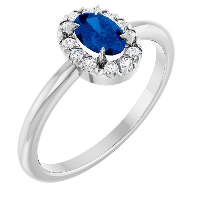 14K Gold Natural White Sapphire And Natural Diamond French-Set Halo-Style Ring