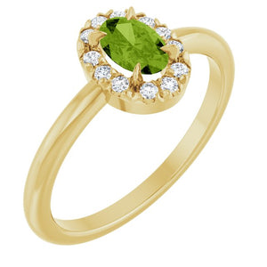 14K Gold Natural White Sapphire And Natural Diamond French-Set Halo-Style Ring