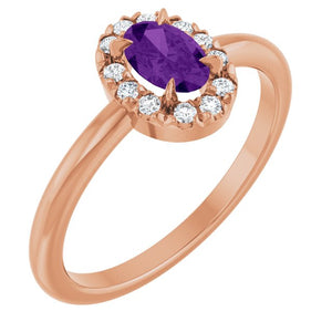 14K Gold Natural White Sapphire And Natural Diamond French-Set Halo-Style Ring