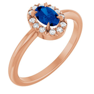 14K Gold Natural White Sapphire And Natural Diamond French-Set Halo-Style Ring