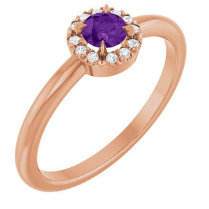 14K Gold Natural White Sapphire And Natural Diamond French-Set Halo-Style Ring