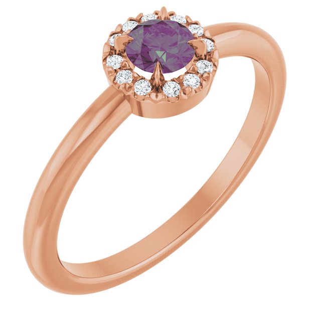 14K Gold Natural White Sapphire And Natural Diamond French-Set Halo-Style Ring