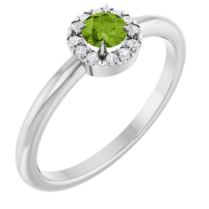 14K Gold Natural White Sapphire And Natural Diamond French-Set Halo-Style Ring