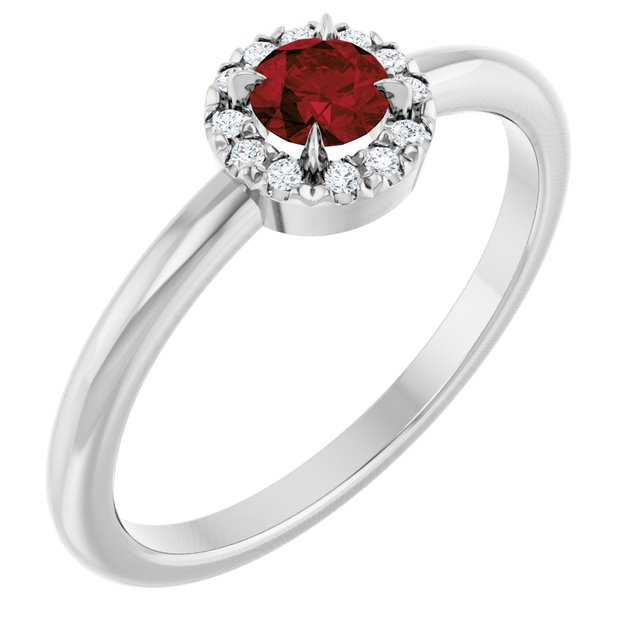 14K Gold Natural White Sapphire And Natural Diamond French-Set Halo-Style Ring
