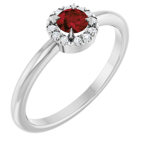 14K Gold Natural White Sapphire And Natural Diamond French-Set Halo-Style Ring
