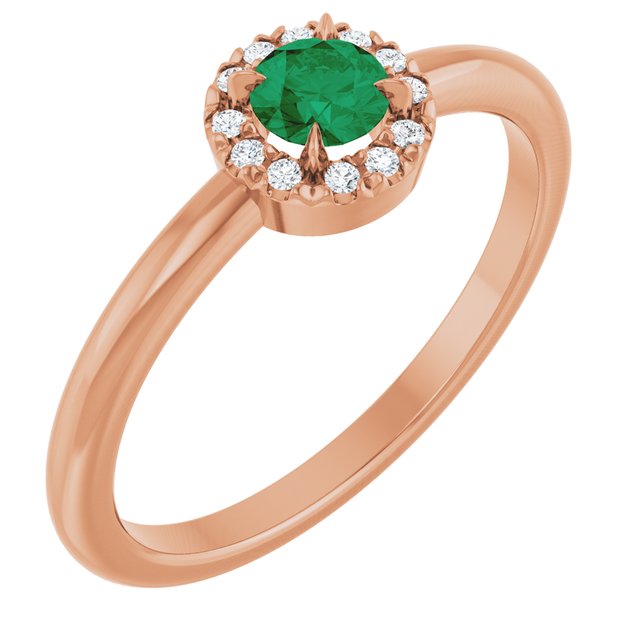 14K Gold Natural White Sapphire And Natural Diamond French-Set Halo-Style Ring