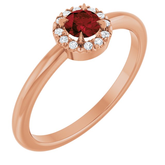 14K Gold Natural White Sapphire And Natural Diamond French-Set Halo-Style Ring