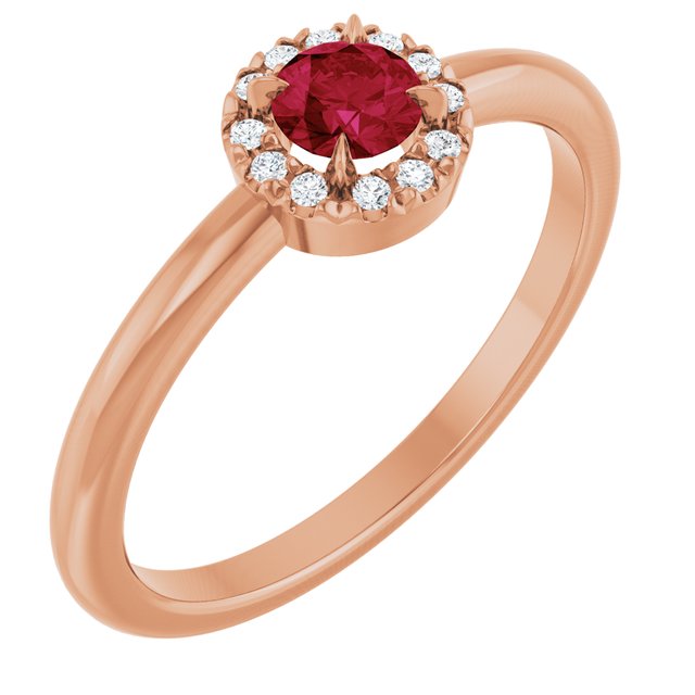 14K Gold Natural White Sapphire And Natural Diamond French-Set Halo-Style Ring