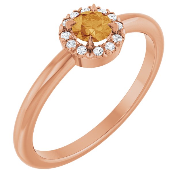14K Gold Natural White Sapphire And Natural Diamond French-Set Halo-Style Ring