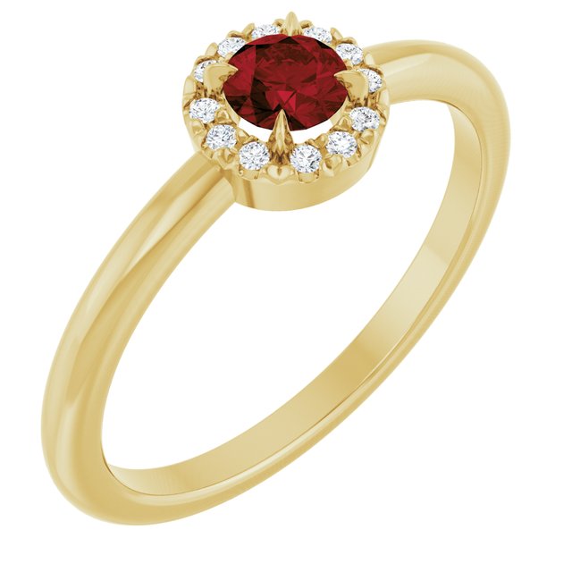 14K Gold Natural White Sapphire And Natural Diamond French-Set Halo-Style Ring