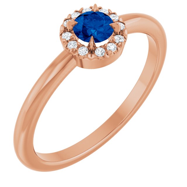 14K Gold Natural White Sapphire And Natural Diamond French-Set Halo-Style Ring