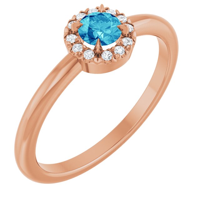 14K Gold Natural White Sapphire And Natural Diamond French-Set Halo-Style Ring
