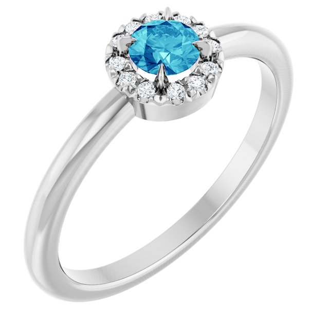 14K Gold Natural White Sapphire And Natural Diamond French-Set Halo-Style Ring