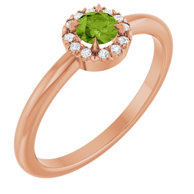 14K Gold Natural White Sapphire And Natural Diamond French-Set Halo-Style Ring