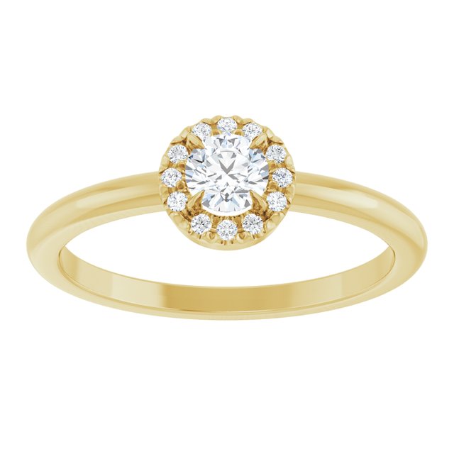 14K Gold, Sterling Silver, Platinum Natural Diamond French-Set Halo-Style Ring - Options Available
