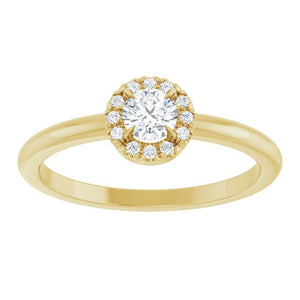 14K Gold, Sterling Silver, Platinum Natural Diamond French-Set Halo-Style Ring - Options Available
