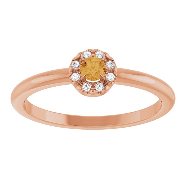 Natural Citrine And .03 Ctw Natural Diamond French-Set Halo-Style Ring