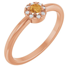 Natural Citrine And .03 Ctw Natural Diamond French-Set Halo-Style Ring