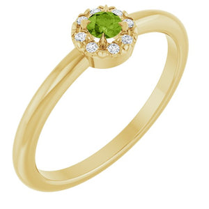 14K Gold Natural Citrine and Diamond Halo-Style Ring - Options Available