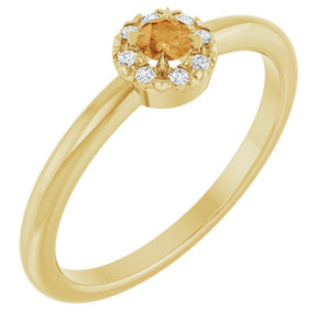 Natural Citrine And .03 Ctw Natural Diamond French-Set Halo-Style Ring