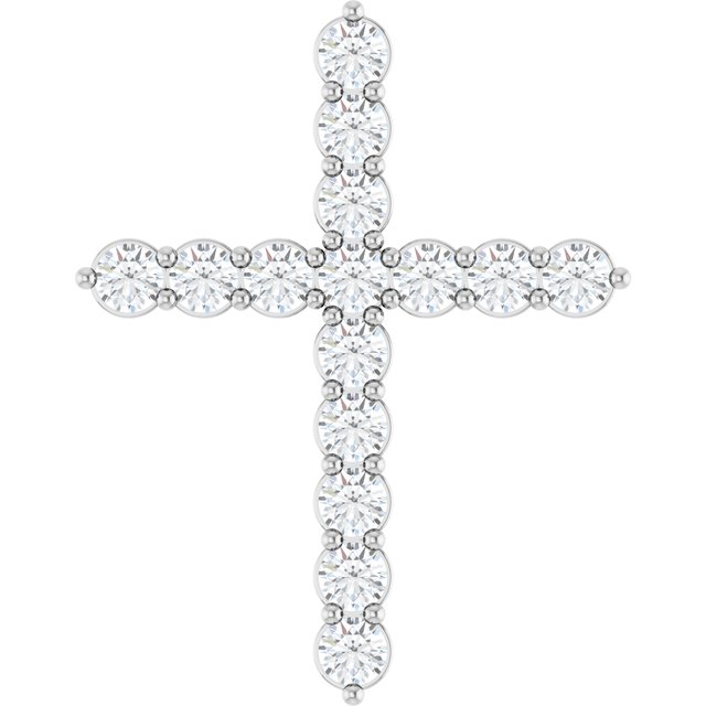 14K White Gold 1/6 CTW Natural Diamond Cross Necklace