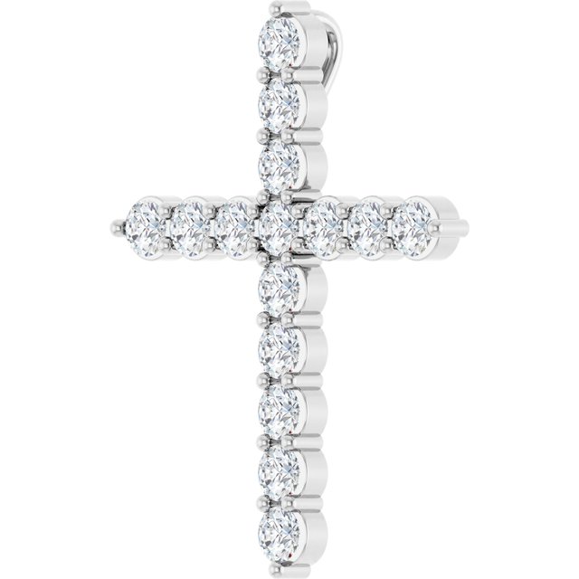 14K White Gold 1/6 CTW Natural Diamond Cross Necklace