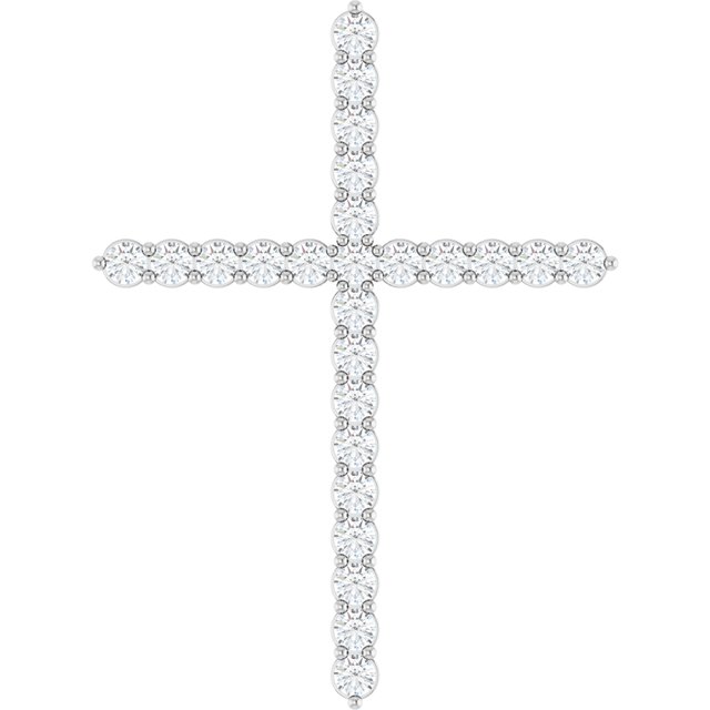 14K White Gold 1/6 CTW Natural Diamond Cross Necklace