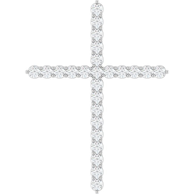1 CTW Natural Diamond Cross Pendant Crafted in 14K Gold, Silver & Platinum