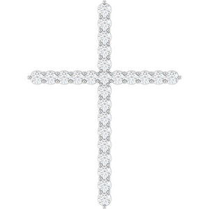 1 CTW Natural Diamond Cross Pendant Crafted in 14K Gold, Silver & Platinum