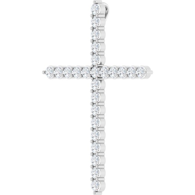 14K White Gold 1/6 CTW Natural Diamond Cross Necklace