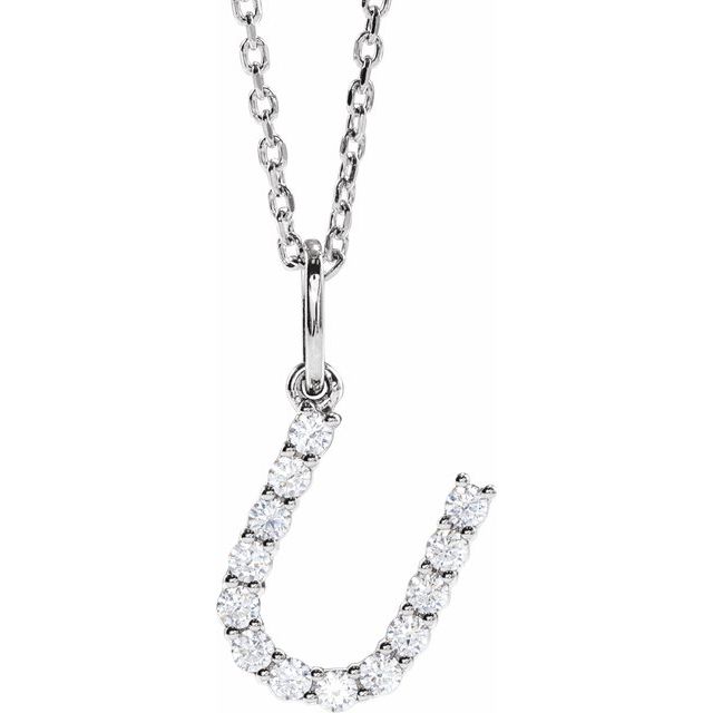 1/5 CTW Lab-Grown Diamond Initial Necklace Crafted in 14K Gold
