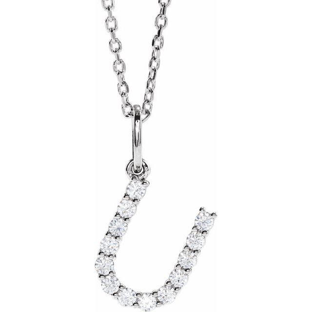 14K Yellow Gold Initial A Necklace with 1/5 CTW Lab-Grown Diamonds