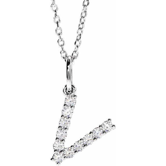 1/5 CTW Lab-Grown Diamond Initial Necklace in 14K Gold