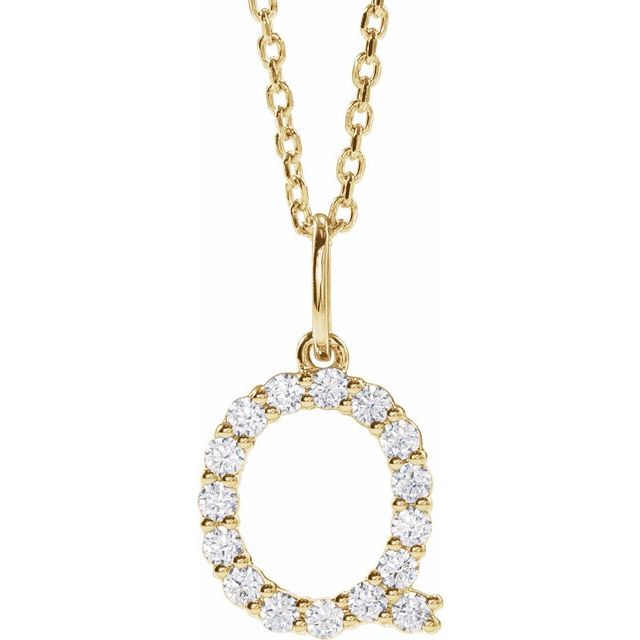 14K Yellow Gold Initial A Necklace with 1/5 CTW Lab-Grown Diamonds