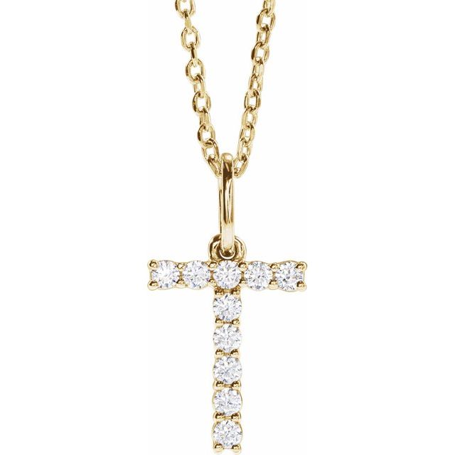 14K Yellow Gold Initial A Necklace with 1/5 CTW Lab-Grown Diamonds