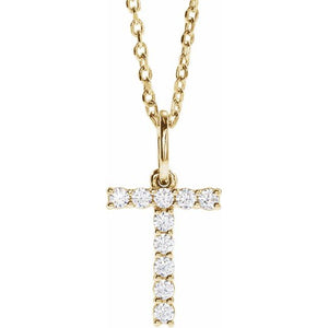 14K Yellow Gold Initial A Necklace with 1/5 CTW Lab-Grown Diamonds