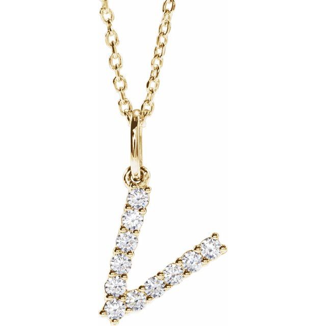 1/5 CTW Lab-Grown Diamond Initial Necklace Crafted in 14K Gold