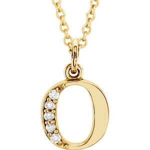 14K White Gold .025 CTW Natural Diamond Initial 'A' 16