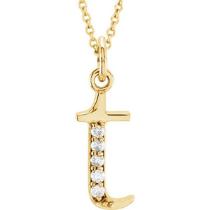 14K White Gold .025 CTW Natural Diamond Initial 'A' 16