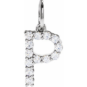 1/5 CTW Lab-Grown Diamond Initial Pendant in 14K Gold
