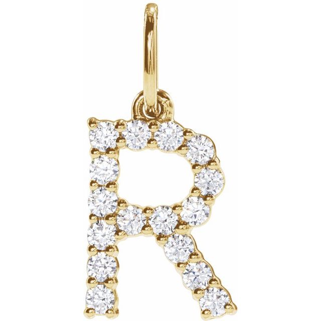 14K Yellow Gold Lab-Grown Diamond Initial A Pendant - Elegant Gift