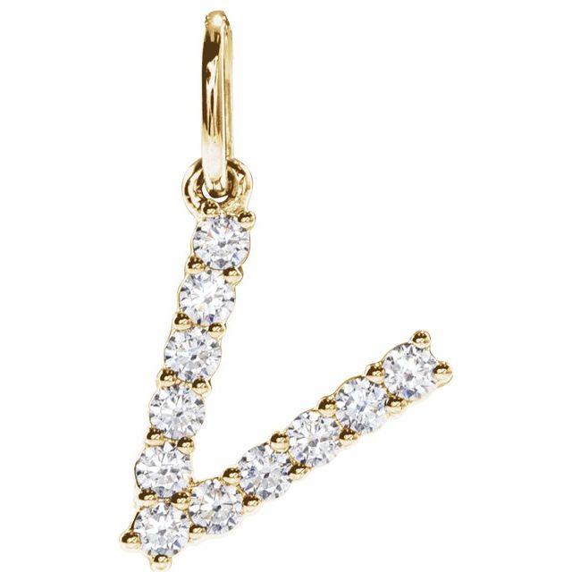 1/5 CTW Lab-Grown Diamond Initial Pendant in 14K Gold
