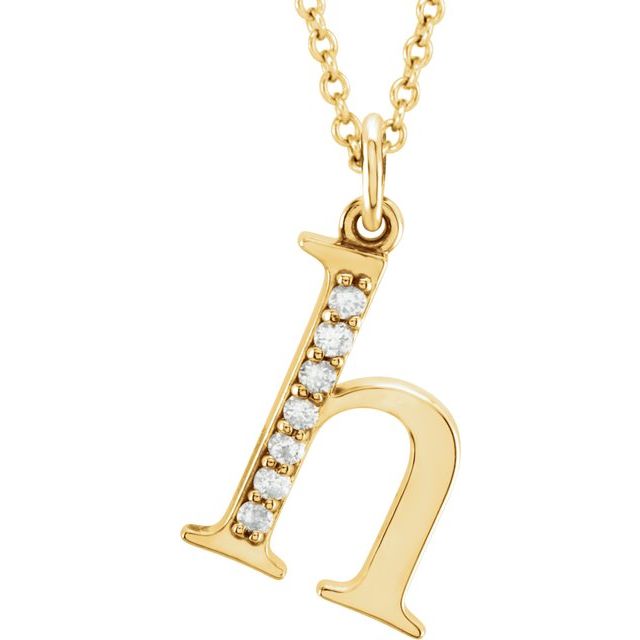 14K White Gold .025 CTW Natural Diamond Initial 'A' 16" Necklace