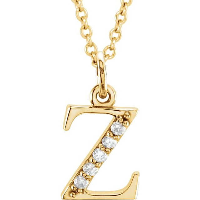 14K White Gold .025 CTW Natural Diamond Initial 'A' 16" Necklace