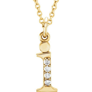 14K White Gold .025 CTW Natural Diamond Initial 'A' 16