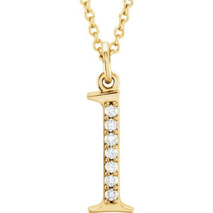 14K White Gold .025 CTW Natural Diamond Initial 'A' 16