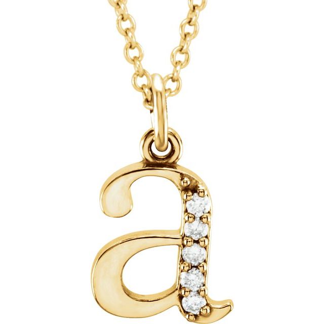 14K White Gold .025 CTW Natural Diamond Initial 'A' 16" Necklace