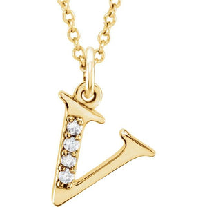 14K White Gold .025 CTW Natural Diamond Initial 'A' 16