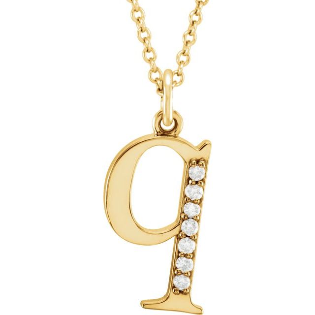 14K White Gold .025 CTW Natural Diamond Initial 'A' 16" Necklace