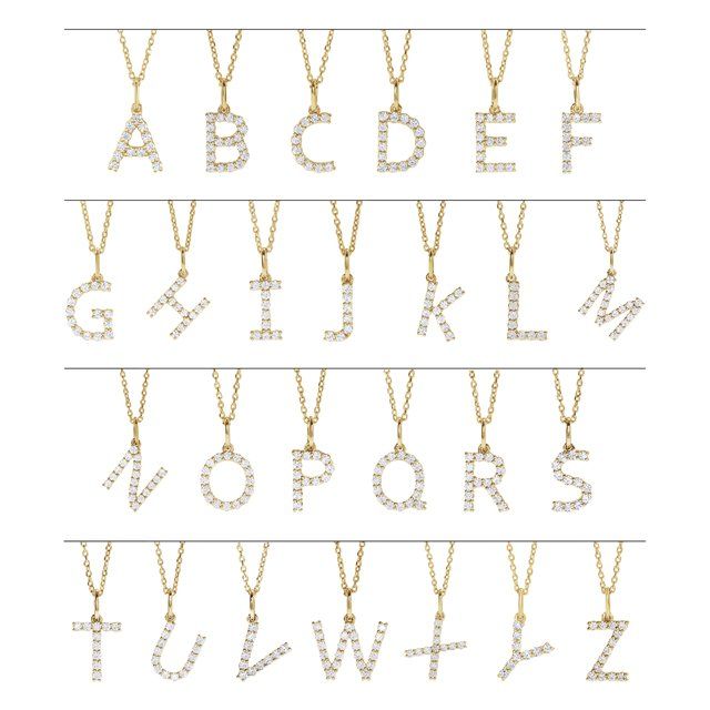 14K Yellow Gold Initial A Necklace with 1/5 CTW Lab-Grown Diamonds